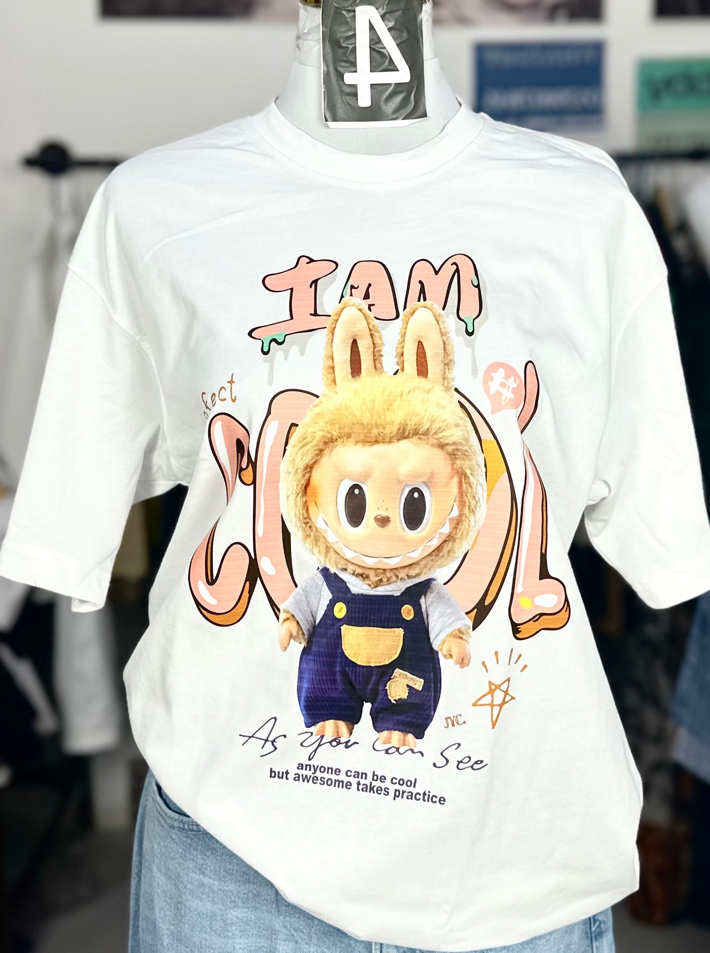 J36-I Am Cool" Printed Oversized T-Shirt – Unisex | 100% Cotton | Streetwear Style