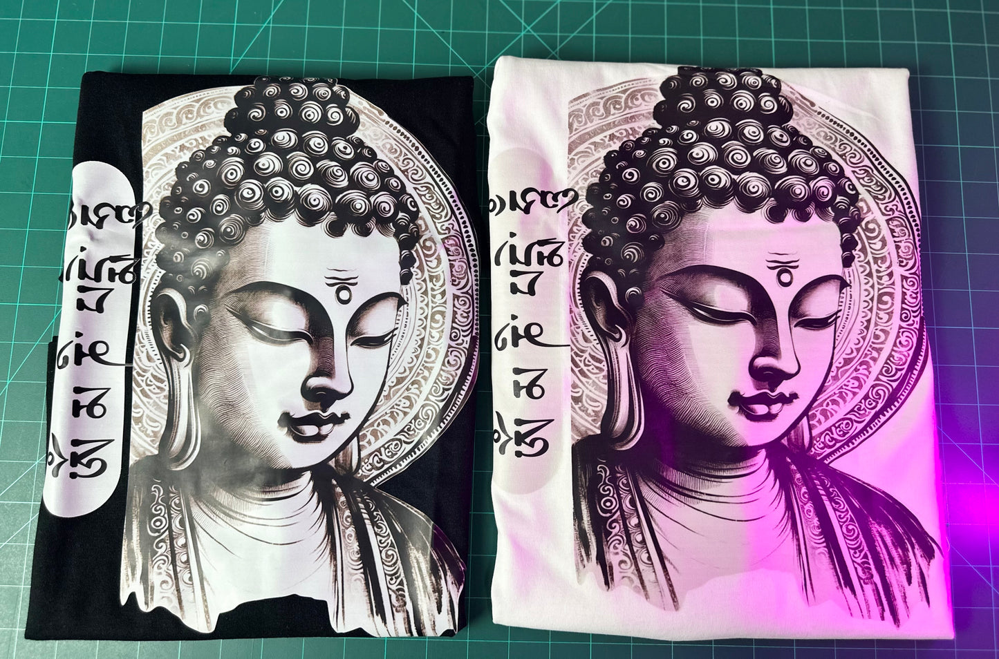 OT22-बुद्ध प्रिन्ट ओभरसाइज महिलाको ड्रप शोल्डर भएको टी-शर्ट