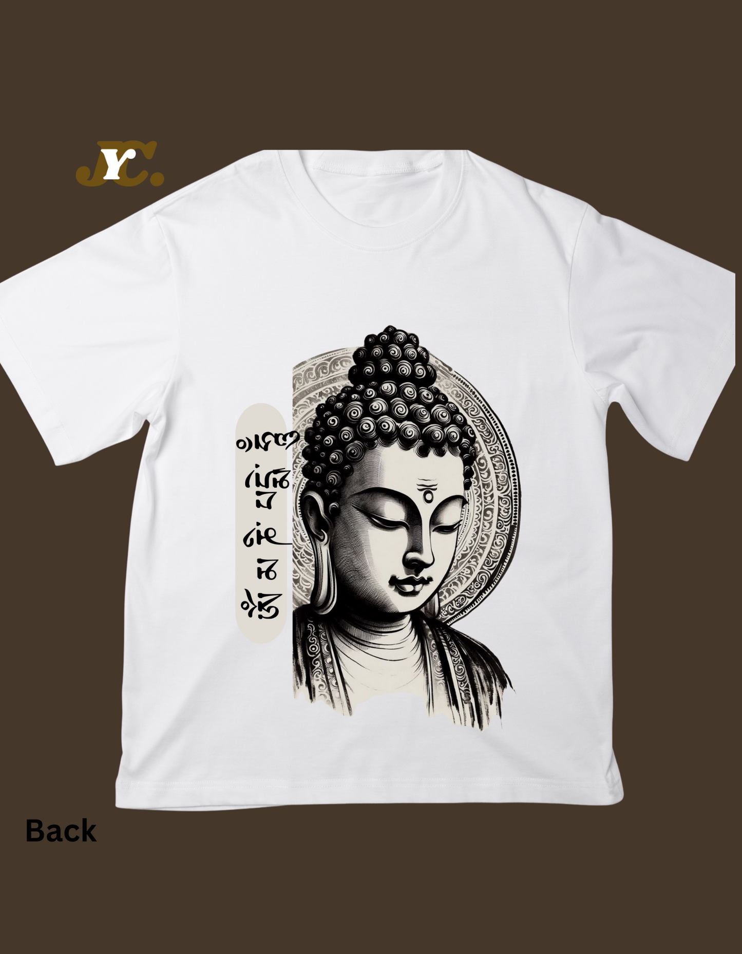 OT22-बुद्ध प्रिन्ट ओभरसाइज महिलाको ड्रप शोल्डर भएको टी-शर्ट