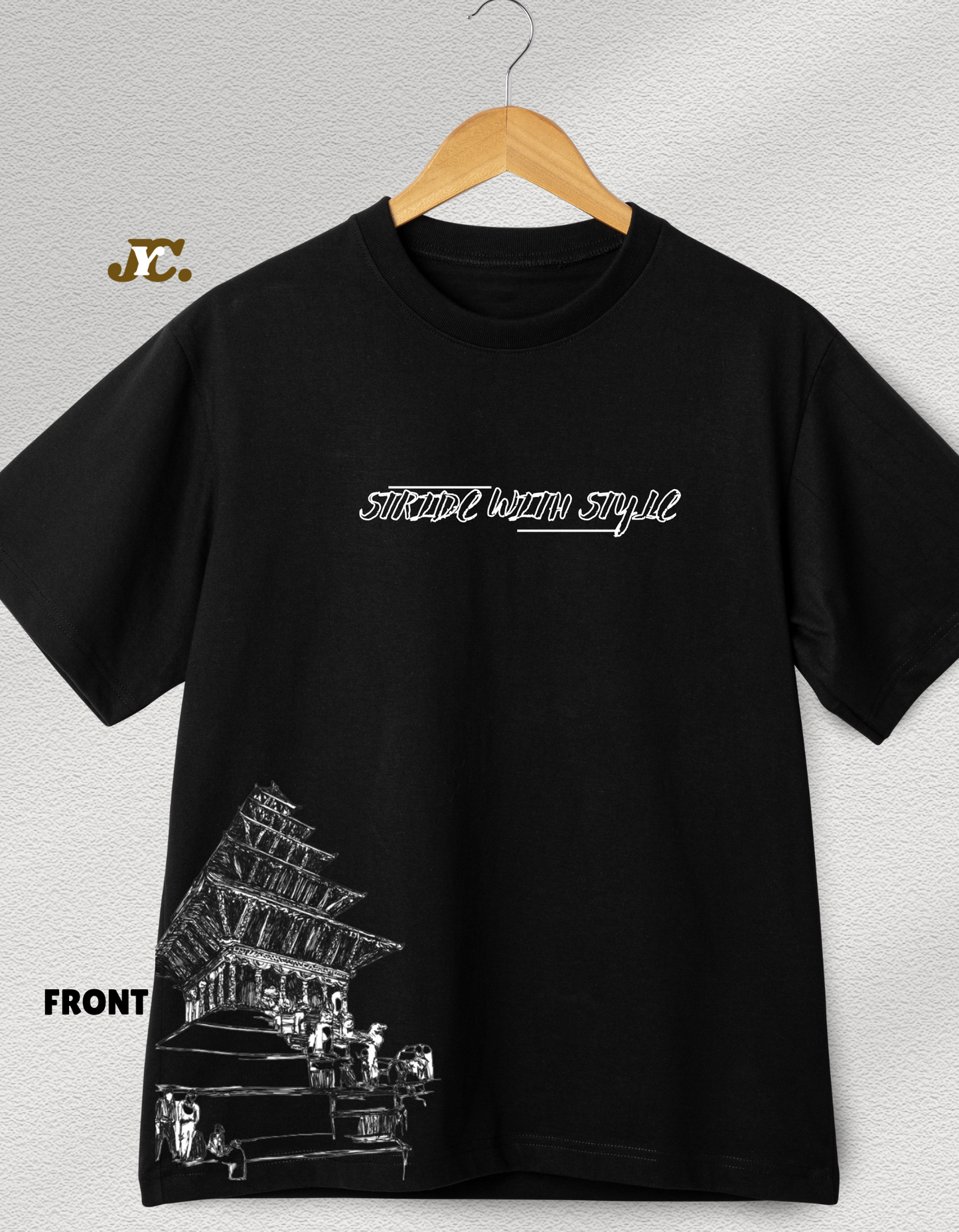 J56-Stride with Style – Kathmandu Heritage Oversized Unisex Tee | 100% Organic Cotton