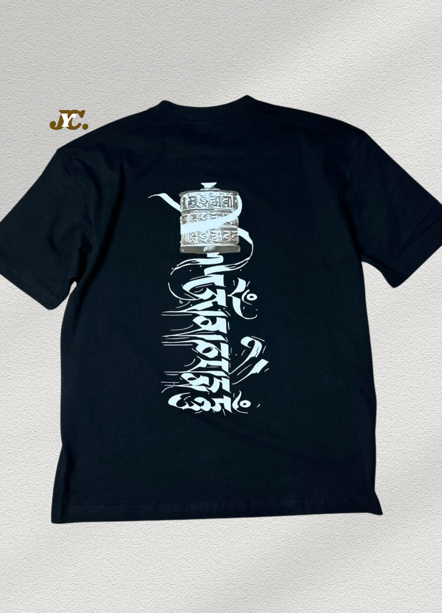 J52-Mani Prayer Wheel Unisex Oversized T-Shirt – 100% Cotton | Tibetan Art | Drop Shoulder Fit