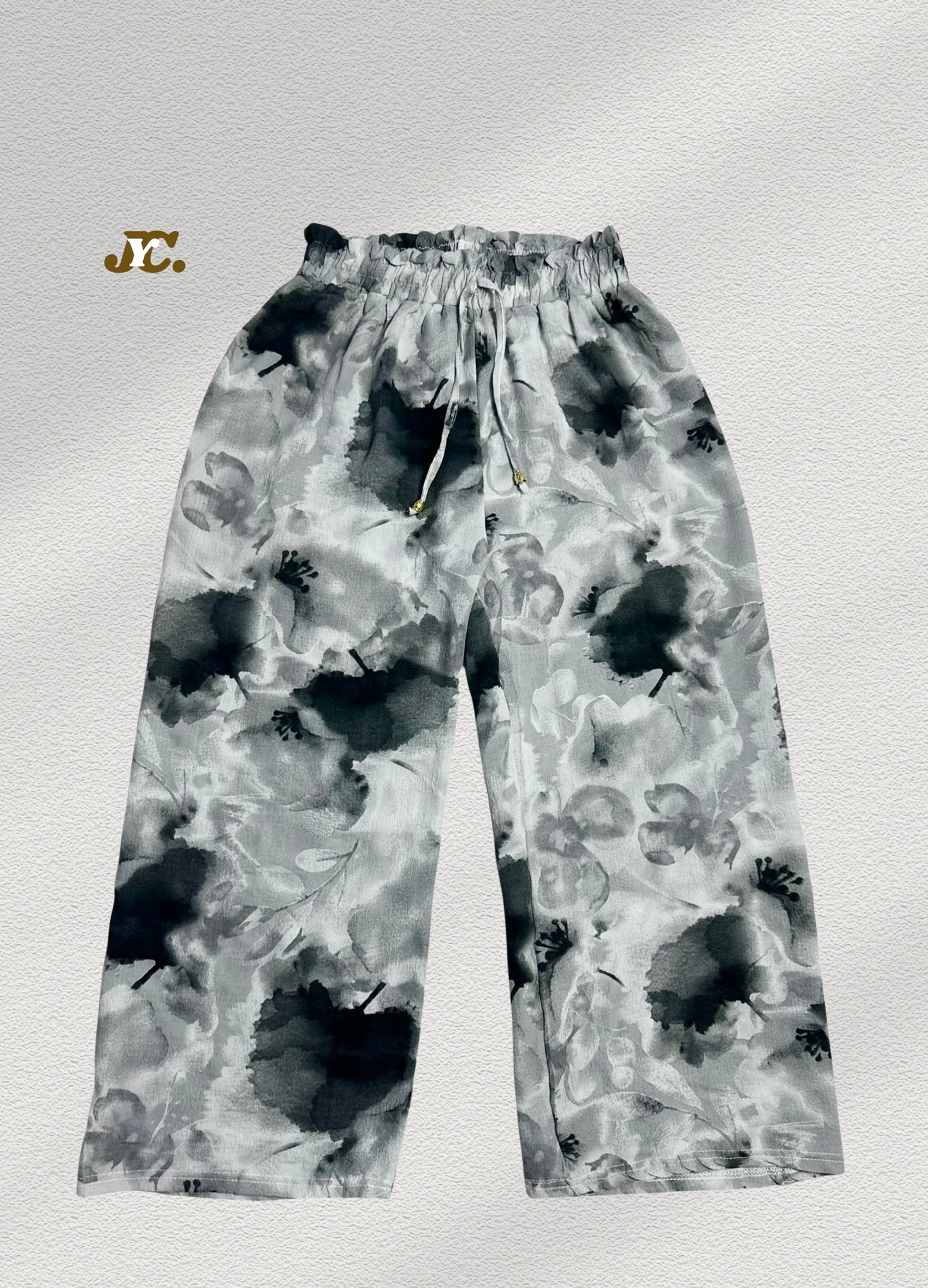 J48-Linen Floral Print Palazzo / Stylish Summer linen trouser for women