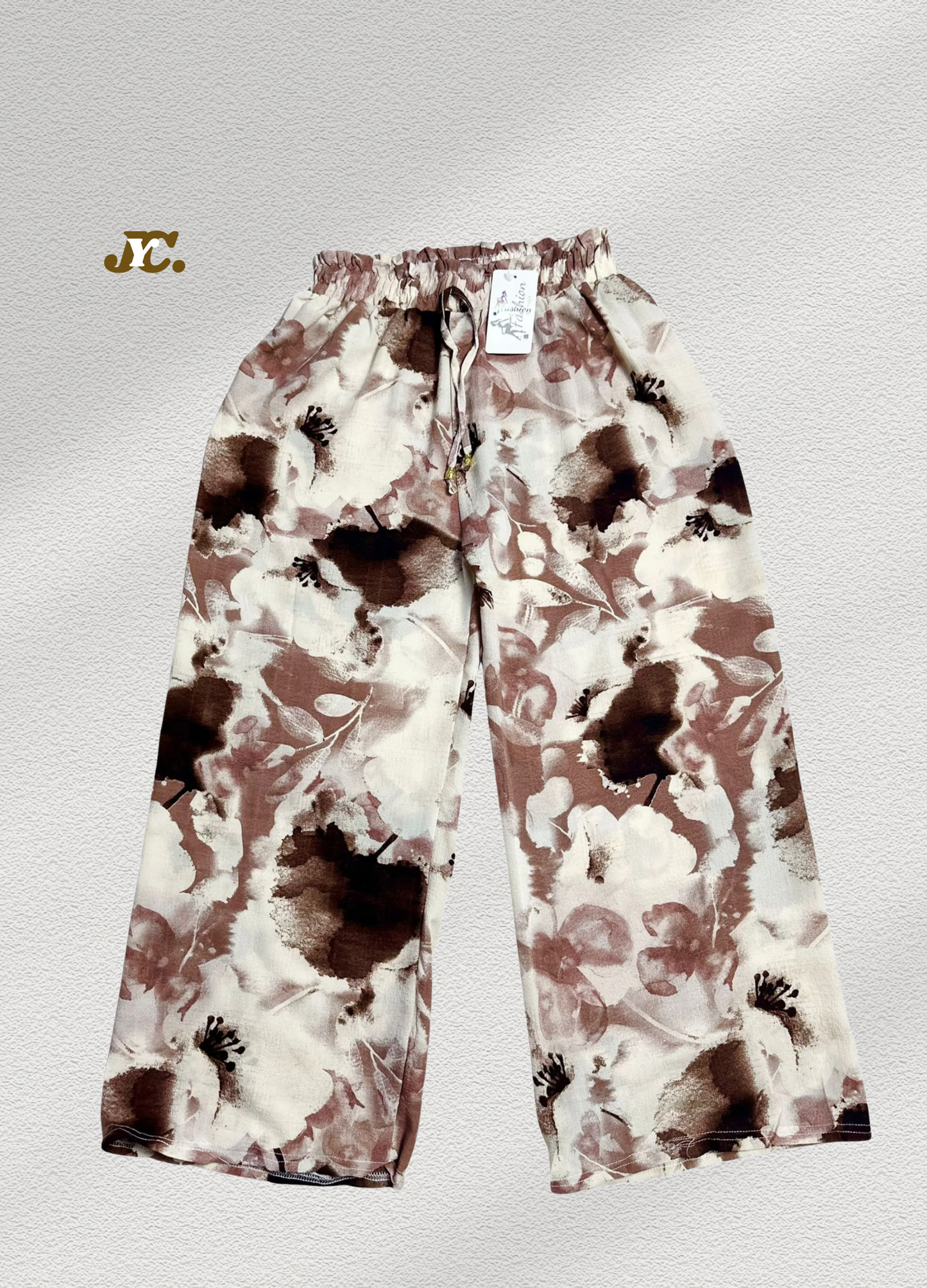 J48-Linen Floral Print Palazzo / Stylish Summer linen trouser for women