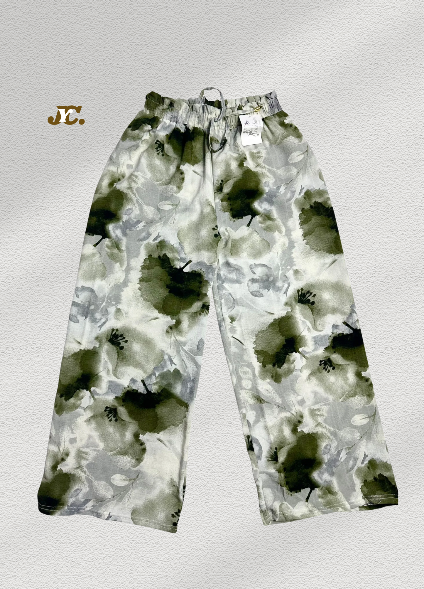 J48-Linen Floral Print Palazzo / Stylish Summer linen trouser for women
