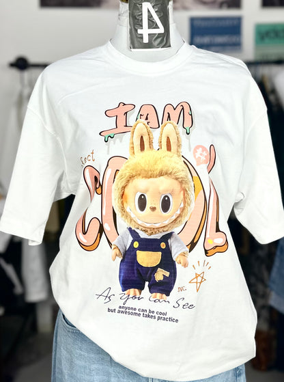 J36-I Am Cool" Printed Oversized T-Shirt – Unisex | 100% Cotton | Streetwear Style