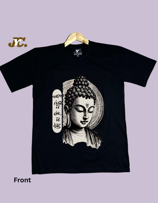 OT22-बुद्ध प्रिन्ट ओभरसाइज महिलाको ड्रप शोल्डर भएको टी-शर्ट