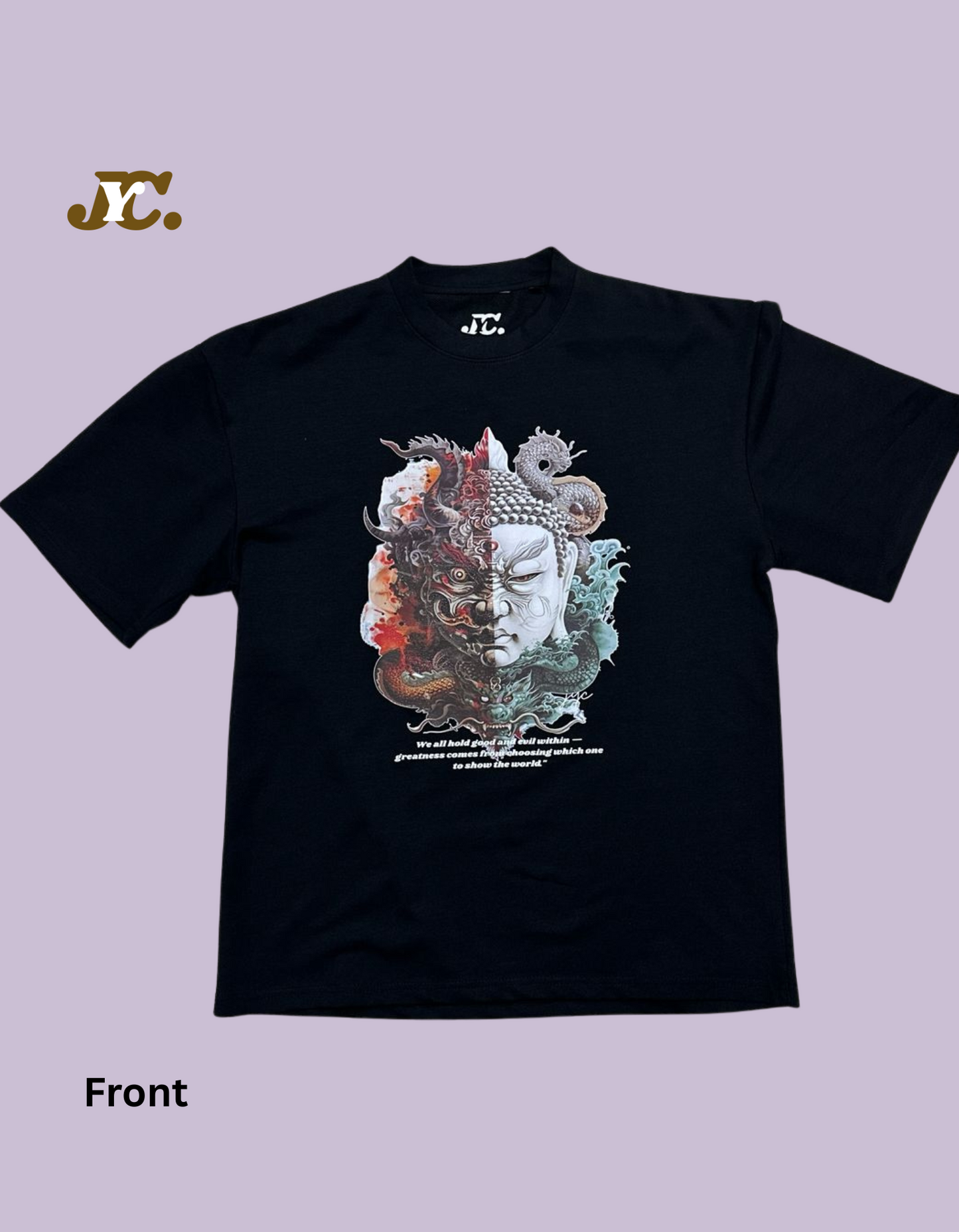 Buddha Good &amp; Evil Print Terry Cotton Tees