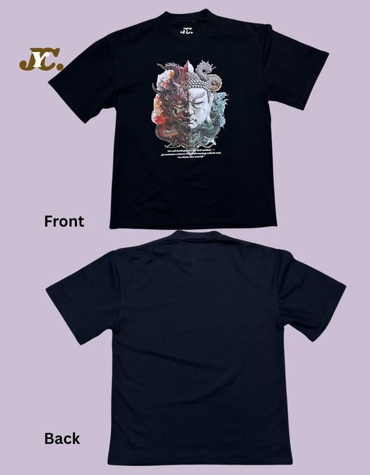 Buddha Good &amp; Evil Print Terry Cotton Tees