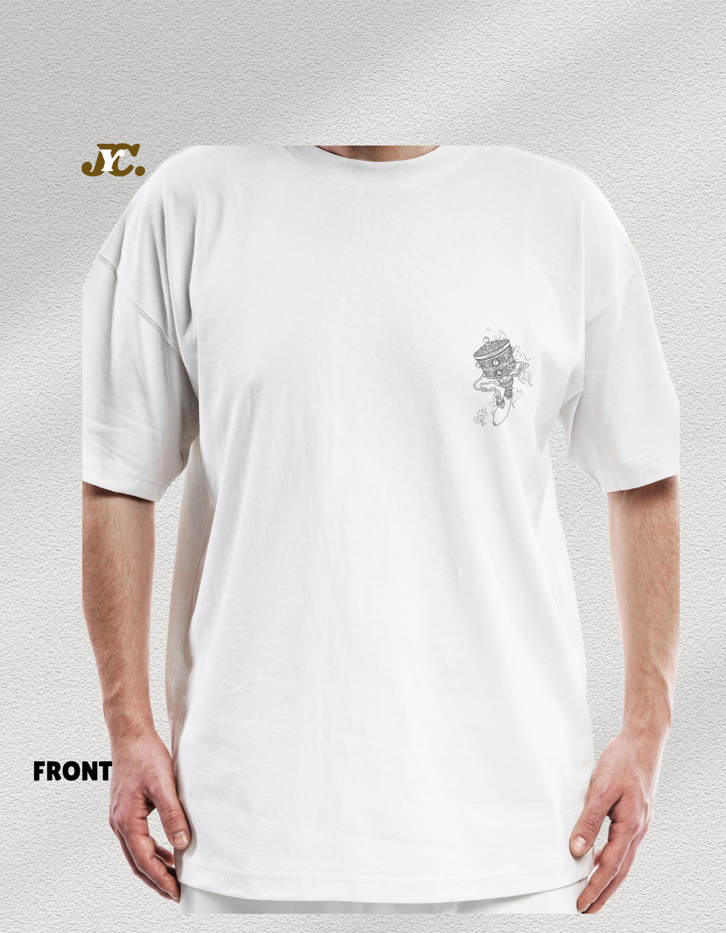 J52-Mani Prayer Wheel Unisex Oversized T-Shirt – 100% Cotton | Tibetan Art | Drop Shoulder Fit