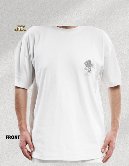 J52-Mani Prayer Wheel Unisex Oversized T-Shirt – 100% Cotton | Tibetan Art | Drop Shoulder Fit