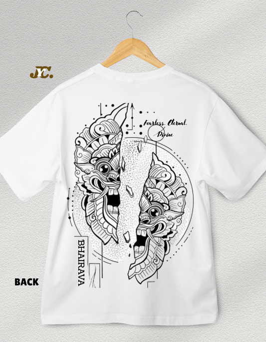 J51-Bhairava Divine Unisex Oversized T-Shirt – 100% Cotton | Drop Shoulder | Premium Finish