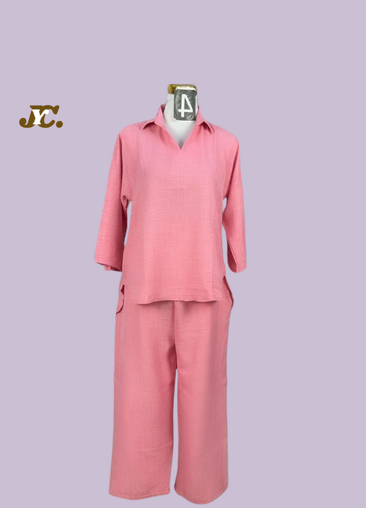 COR2-023: Plain Co-ord Set, premium linen co-ord set.