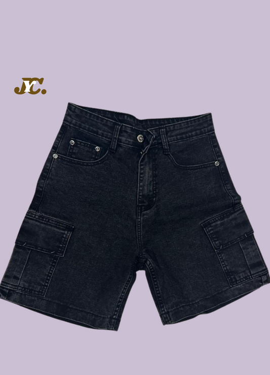 JS-3026-Ladies Jeans cargo Shorts