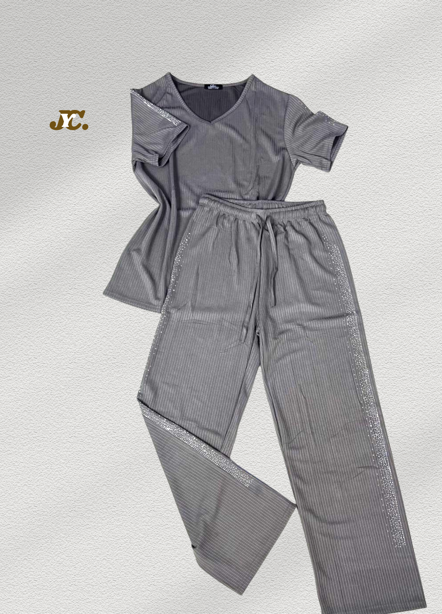 J46- V Neck Summer Ladies Terno set