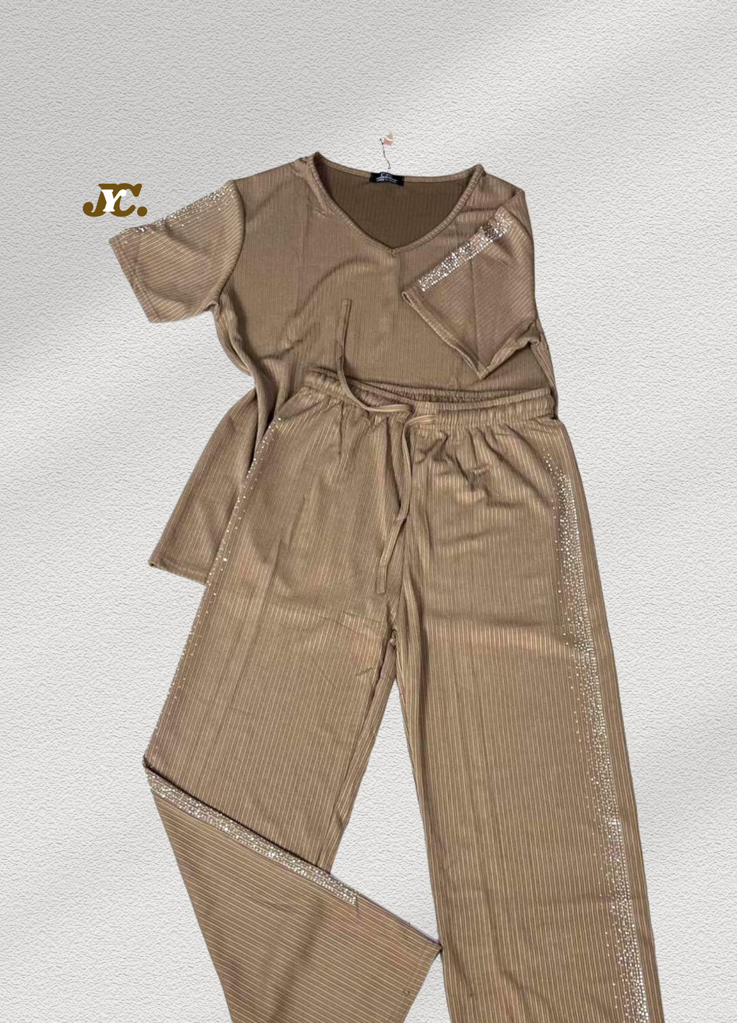 J46- V Neck Summer Ladies Terno set