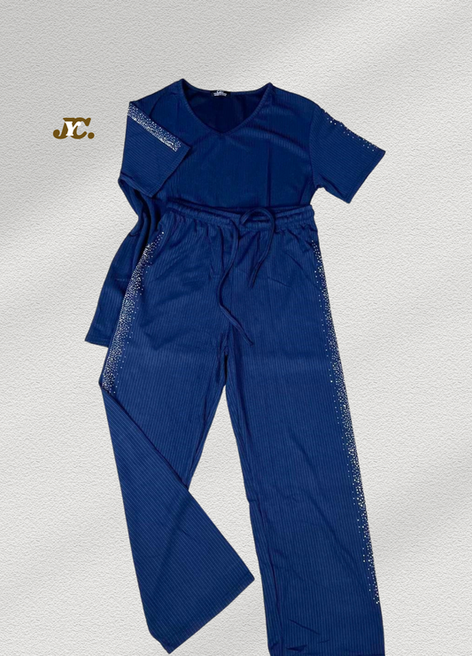 J46- V Neck Summer Ladies Terno set