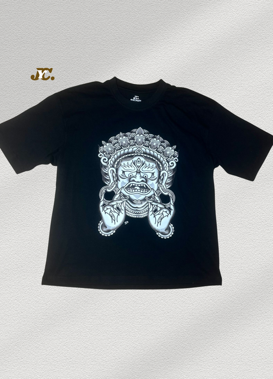 J24-Oversized Unisex Organic Cotton Tshirt – Traditional Bhairava Mask Print