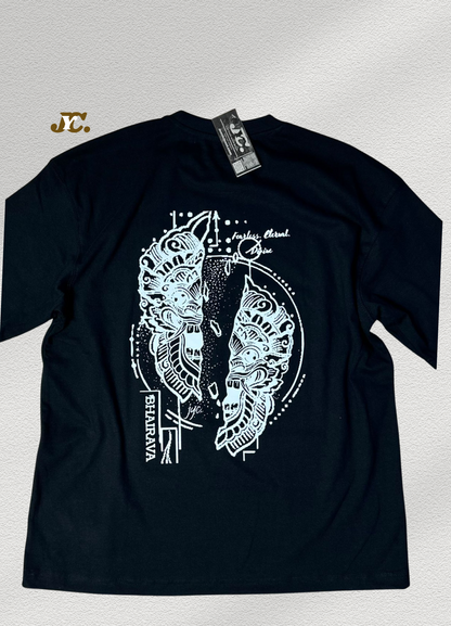 J51-Bhairava Divine Unisex Oversized T-Shirt – 100% Cotton | Drop Shoulder | Premium Finish