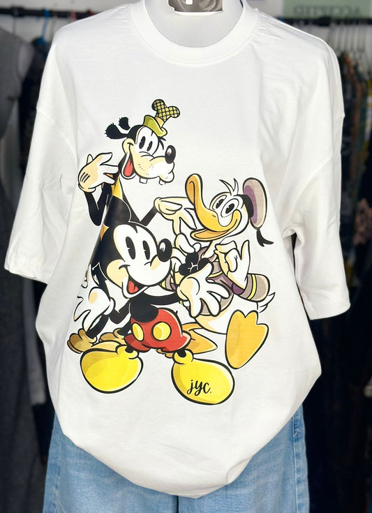 J26-Ladies Oversized Organic Cotton T-Shirt – Cartoon Squad Graphic