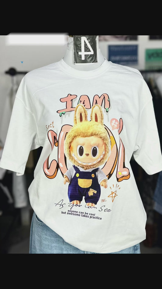 J36-I Am Cool" Printed Oversized T-Shirt – Unisex | 100% Cotton | Streetwear Style